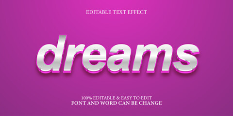 Silver Metallic Dreams Text Effect on Purple Background - Editable Typography Style