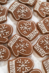 Beautifully Decorated Mitten Cookies with Royal Icing Designs