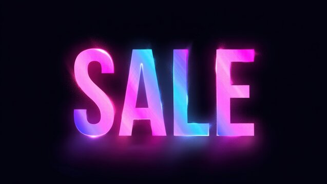 Vibrant Neon Sale Text Glowing Marketing Banner - Powered by Adobe