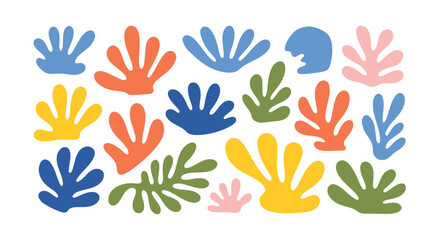 A collection of vibrant abstract organic shapes in various colors, suitable for diverse design projects and backgrounds.