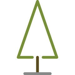 Minimalist Green Pine Tree Icon With Brown Trunk On Gray Base Against White Transparent Background Simple Nature Symbol