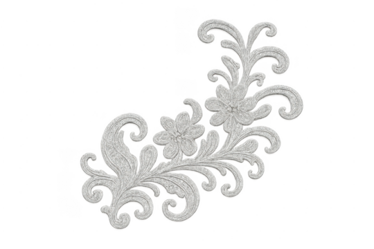 Silver glitter floral paisley swirl ornate design element