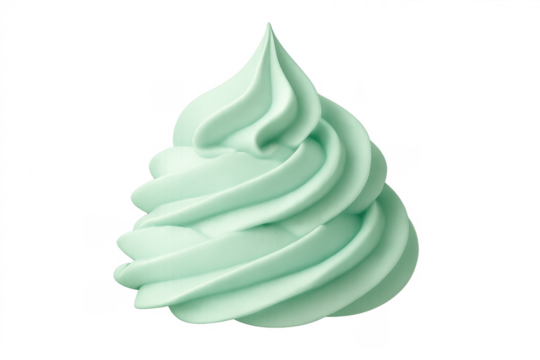 Green soft serve ice cream swirl dessert