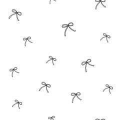 Simple and contemporary seamless design with only black bows on a white background, offering high contrast for modern, elegant applications.