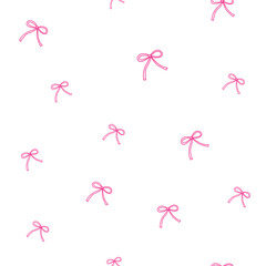 Cheerful vector tile featuring only pink bows on a white background, ideal for sweet packaging, baby showers, or playful product design.