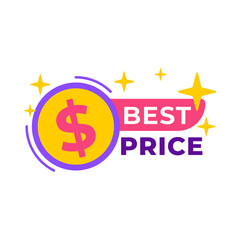 Best Price Icon with Coin and Promotional Banner
