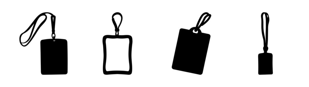 Collection of black id card holders with lanyards for access passes and identification