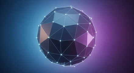 Stunning geometric sphere with glowing nodes, a modern abstract design perfect for tech startups and innovative presentations or cutting-edge websites