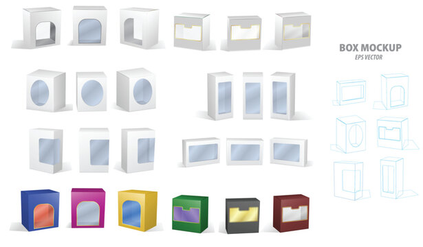 Set of Super Realistic White Box Mockup illustration Design isolated