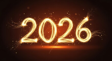 Sparkling golden 2026 new year celebration light effect design