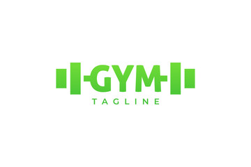 Modern Green GYM Logo  Fitness Barbell Design