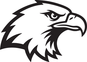 A fierce eagle head shown in profile, created as a bold black and white vector graphic icon for a team mascot or emblem
