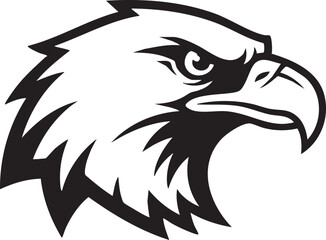 Obraz premium Bold black and white vector illustration of a fierce eagle head in profile, a powerful symbol of strength, freedom, and American pride