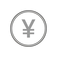 Fototapeta premium A gray Yen currency symbol centered in a white circle with a gray double border.