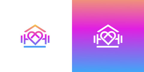 Home Gym Fitness Logo  Modern Gradient Design Concept