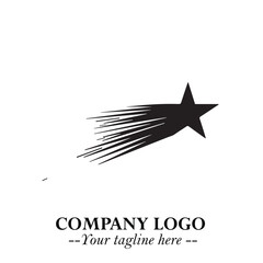Black Star Moving Fast Logo Symbol in Dynamic Minimal Vector Style on Clean White Background