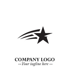 Fototapeta premium Black Star Moving Fast Logo Symbol in Dynamic Minimal Vector Style on Clean White Background