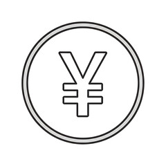 Obraz premium A simple outline of a Japanese Yen currency symbol, centered on white.