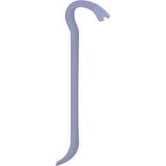 Light Gray Curved Metal Crowbar Tool with Two Hooked Ends and Flat Shaft Isolated on White Background