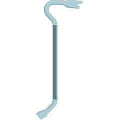 Light Blue Metal Crowbar Tool With Curved Ends And Central Handle On White Transparent Background