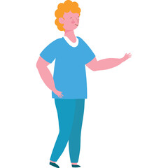 Person In Light Blue Scrub Top And Teal Pants Standing Arms Out Awaiting Direction On Transparent Background