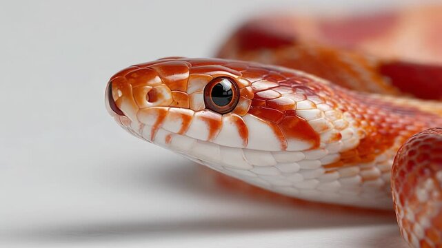 Close-up view of a stunning corn snake showcasing vibrant scales and unique patterns in natural light