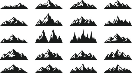 Collection of mountain silhouettes for logo design and landscape illustrations