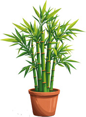 Bamboo Plant in Pot PNG – Isolated Green Houseplant Image