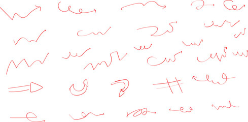 Red Doodle Arrows, Swirls and Sketch Lines