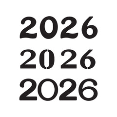 2026 Number Typography Set &ndash; Bold Minimal Year Digits Vector