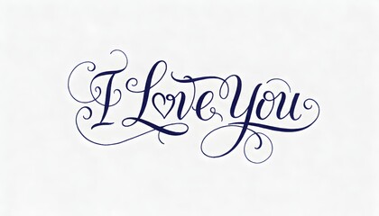 Elegant cursive writing spells out "I Love You" in blue ink.
