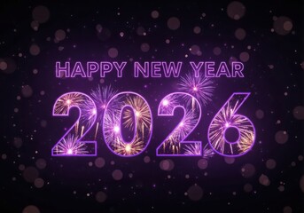 Happy new year 2026 celebration with vibrant fireworks display