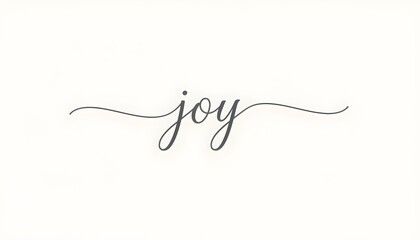 Elegant cursive word 'joy' on a plain white background, evoking happiness and positivity.
