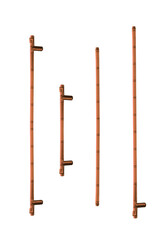 Vertical copper pipes. On isolated transparent background. 