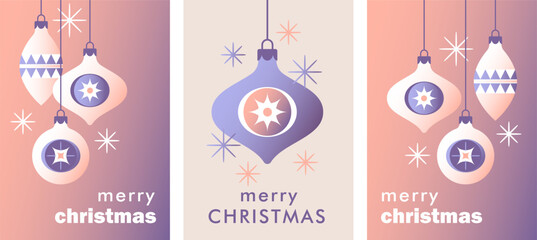 Merry Christmas greeting cards, covers, posters. Vector illustration.