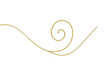 Golden spiral line with tendril curve on transparent background