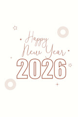 Minimalist Happy New Year 2026 Greeting Card Illustration