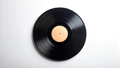 A black vinyl record with a blank beige label, shown on a white background