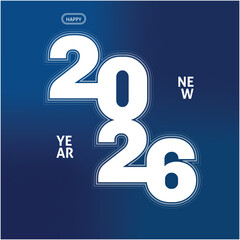 Happy New Year 2026 Bold Typography Greeting Card Design