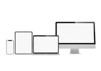 Technology devices collection isolated on transparent background