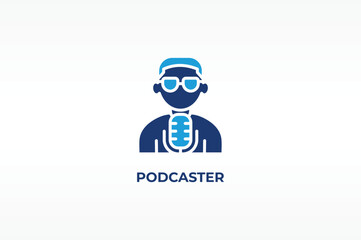 PODCASTER vector, icon or logo sign isolated symbol illustration