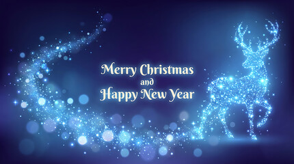 Christmas card with silhouette Magic Deer