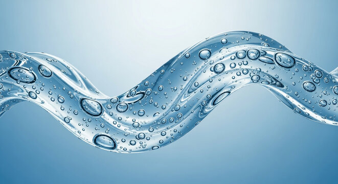 Stunning abstract water wave with bubbles for fresh, clean branding or innovative product design - Captivating liquid motion with crystal clarity