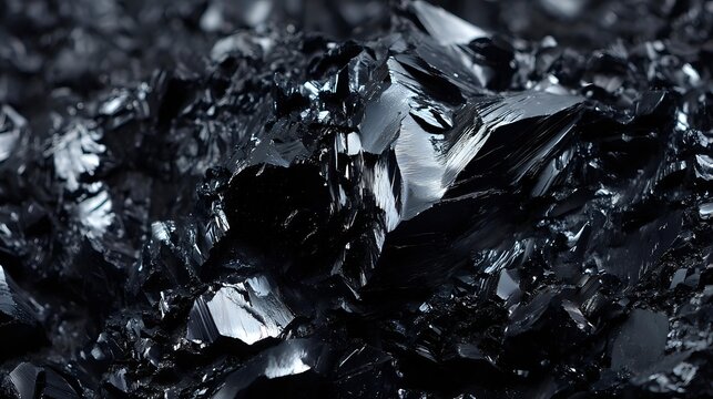 Pile of shiny black obsidian shards a volcanic glass perfect for geology studies jewelry making or abstract backgrounds