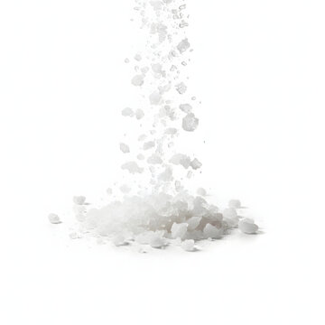 Sea Salt Crystals Falling Sparkling Motion Blur Isolated on White