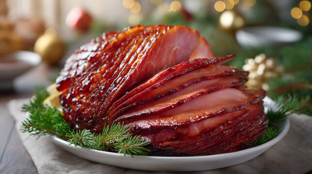 Delicious glazed spiral sliced ham for holiday celebrations
