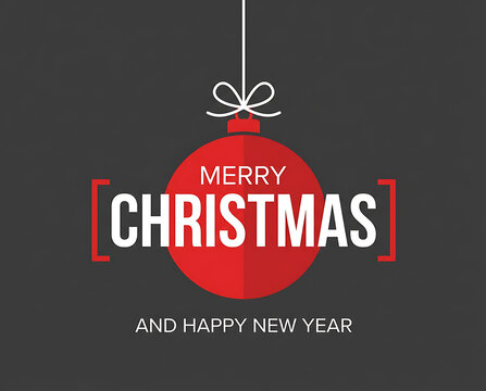 Christmas card with merry xmas ball on black background