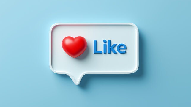 Social media like icon with heart symbol on blue background