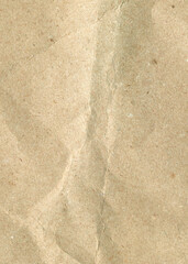 Brown recycle paper. Crumpled packing material, wooden texture for design. Vintage paper antique texture.	