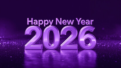 Modern Happy New Year 2026 Purple Shadow Artwork